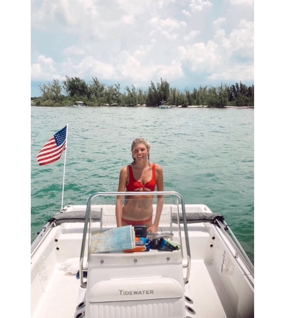 Peyton on a boat